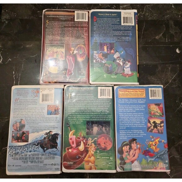 Disney VHS Lot Of 5 Snow White Pochohontas Mulan The Lion King Return Of Jafar - Picture 5 of 16